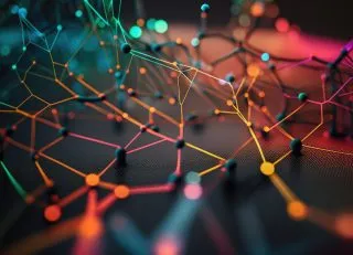 A picture showing a close-up of a complex network of artificial
